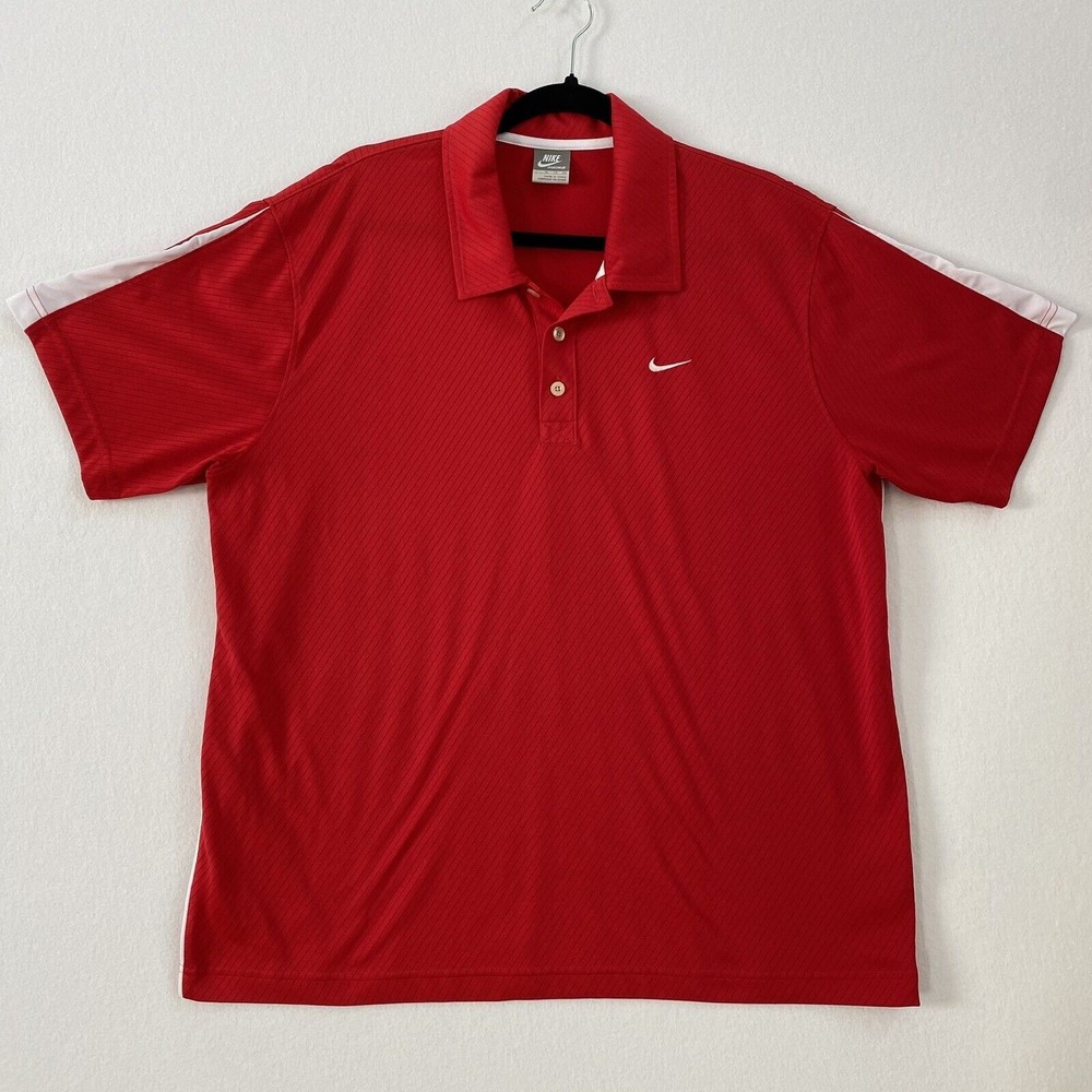 Nike Sportswear Red Casual Collared Polo Shirt Men's XL HO080901HKC Swoosh Logo